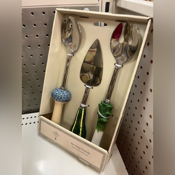 John Derian - 3pc Stoneware Salad Flatware Serving Set - Picture 4 of 8